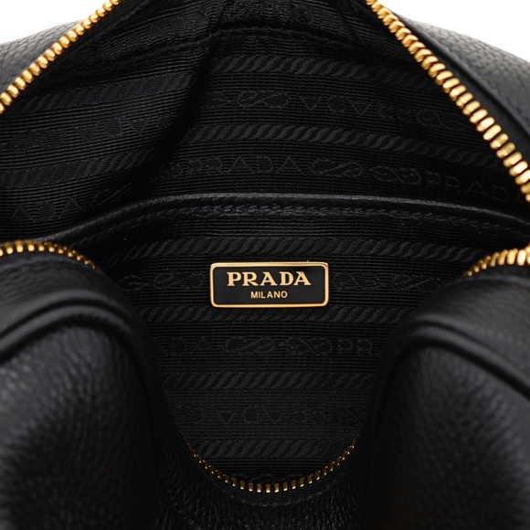 Prada Crossbody Camera Bag Guitar Strap Black Leather 1BH096 New - Picture 6 of 6